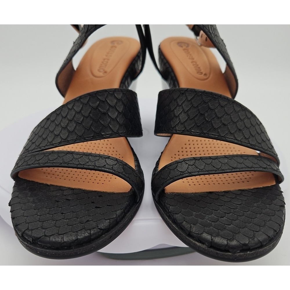 CC Corso Como NASHILA Black Leather W/7.5 Snake Accent Wedge Strappy Sandal NWOB - Picture 6 of 15